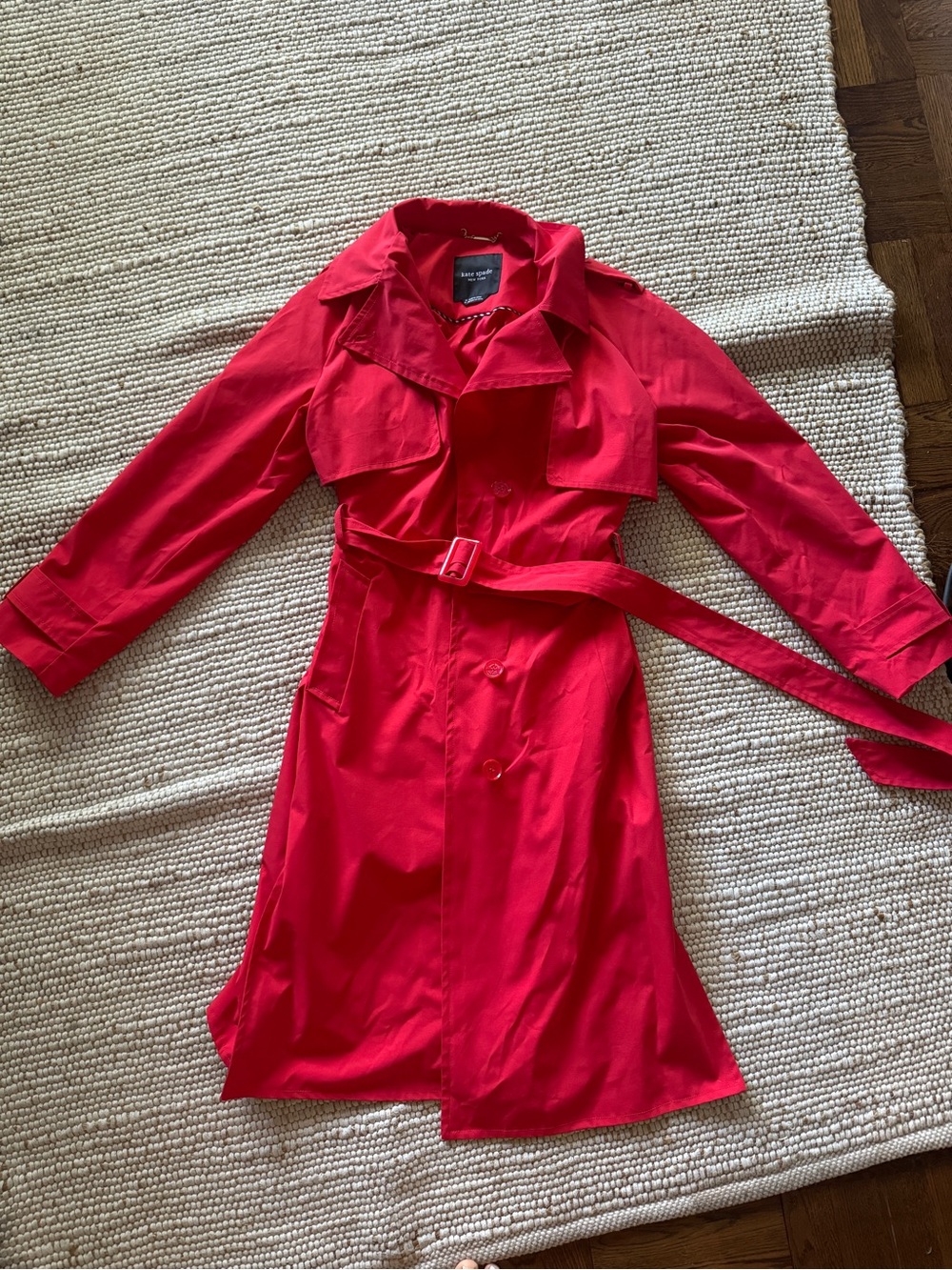 kate spade Vibrant Red Trench Coat with Belt - Picture 3 of 5